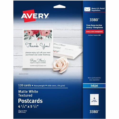 Avery® AVE03380 Avery® Matte Textured Postcards