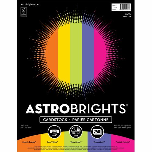 Astrobrights WAU21004 Color Card Stock "Happy" , 5 Assorted Colours