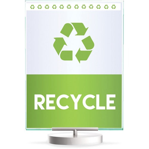 Deflecto DEF691590 Superior Image Sign Holder - Vertical - 12" X 8.6" X 1.9" - Plastic - 1 Each - Silver, Green Tint, Clear