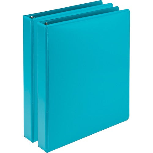 Samsill SAMU86377 Presentation View Binder - 1" Binder Capacity - Letter - 8 1/2" X 11" Sheet Size - 225 Sheet Capacity - 3 X Round Ring Fastener(S) - 2 Internal Pocket(S) - Vinyl, Chipboard - Turquoise - Recycled - 2 / Pack