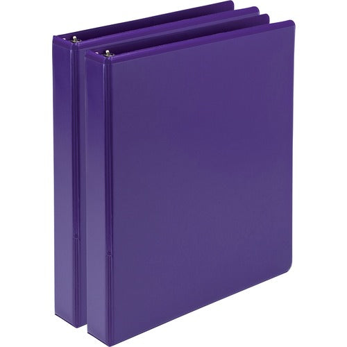 Samsill SAMU86308 Presentation View Binder - 1" Binder Capacity - Letter - 8 1/2" X 11" Sheet Size - 225 Sheet Capacity - 3 X Round Ring Fastener(S) - 2 Internal Pocket(S) - Vinyl, Chipboard - Purple - Recycled - 2 / Pack