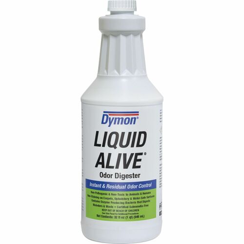 Dymon ITW33632 Liquid Alive Odor Digester - Liquid Solution - 0.25 Gal (32 Fl Oz) - 1 / Each - White