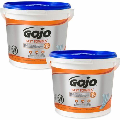 Gojo GOJ629902CT Fast Towels - Wipe - 9" Width X 10" Length - 225 / Bucket - 2 / Carton - White
