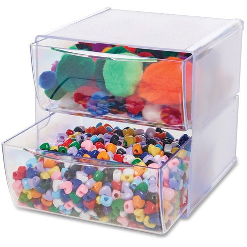 Deflecto DEF350101 Cube Organizer - 2 Drawer(S) - 6" Height X 6" Width X 7.5" Depth - Desktop - Clear - Plastic - 1Each