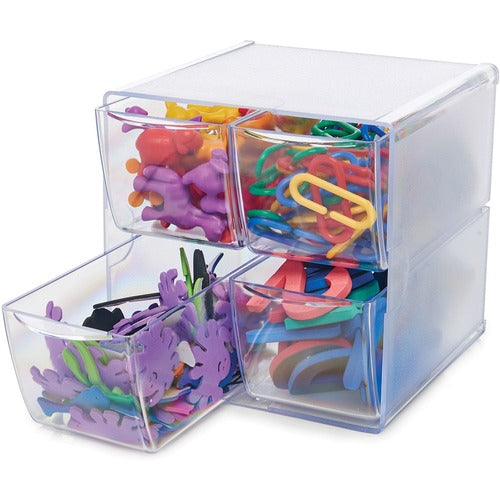 Deflecto DEF350301 Cube Organizer - 4 Drawer(S) - 6" Height X 6" Width X 7.5" Depth - Desktop - Clear - Plastic - 1Each