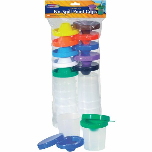 Creativity Street PAC5100 No-Spill Round Paint Cups With Colored Lids