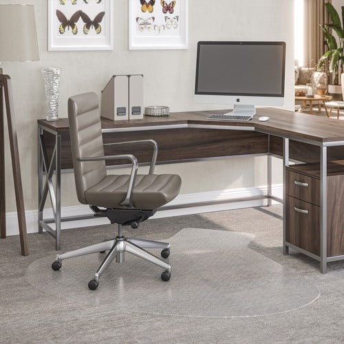 Deflecto DEFCM14003K Supermat 60" X 66" L-Workstation W/Lip Medium Pile - Carpeted Floor - 66" Length X 60" Width - Lip Size 12" Length X 20" Width - Vinyl - Clear