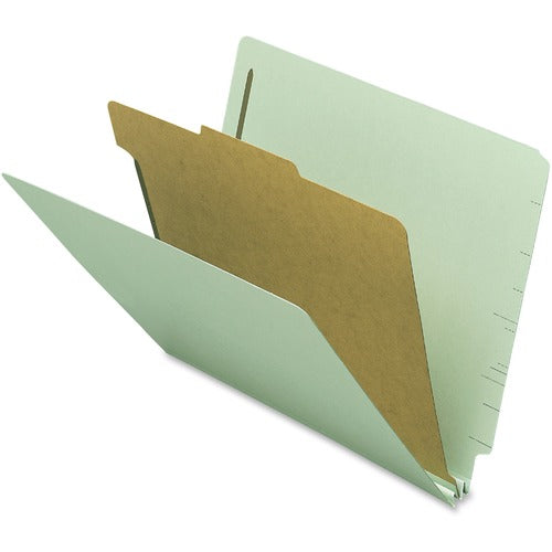 Nature Saver NATSP17251 End-Tab Classification Folders - Letter - 8 1/2" X 11" Sheet Size - 2 Fastener(S) - 2" Fastener Capacity For Folder - 1 Divider(S) - 25 Pt. Folder Thickness - Gray/Green - Recycled - 10 / Box