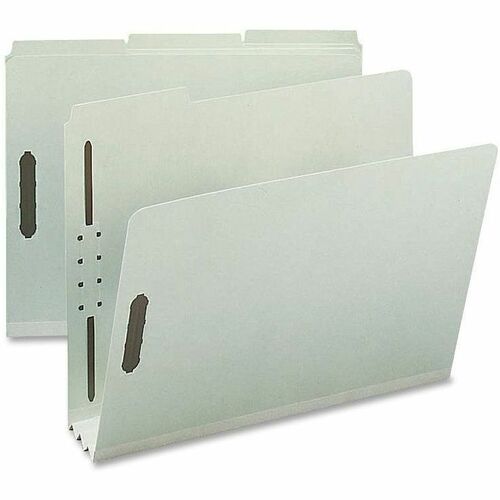 Nature Saver NATSP17218 Pressboard Fastener Folder-Letter-8 1/2" X 11" Sheet Size-3" Expansion-2 Fastener(S)-2" Fastener Capacity For Folder-1/3 Tab Cut-Assorted Position Tab Location-25 Pt. Folder Thickness-Pressboard-Gray/Green-Recycled-25
