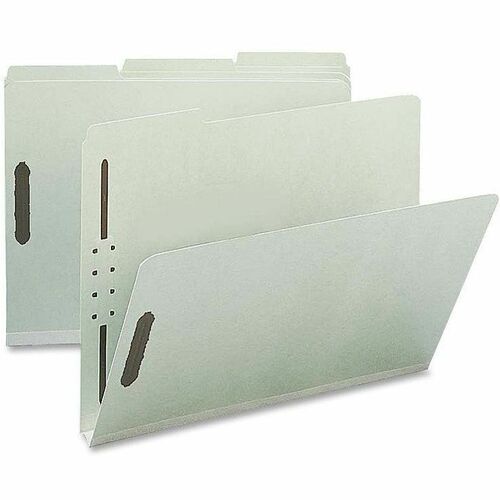 Nature Saver NATSP17216 Pressboard Fastener Folder-Letter-8 1/2" X 11" Sheet Size-1" Expansion-2 Fastener(S)-2" Fastener Capacity For Folder-1/3 Tab Cut-Assorted Position Tab Location-25 Pt. Folder Thickness-Pressboard-Gray/Green-Recycled-25