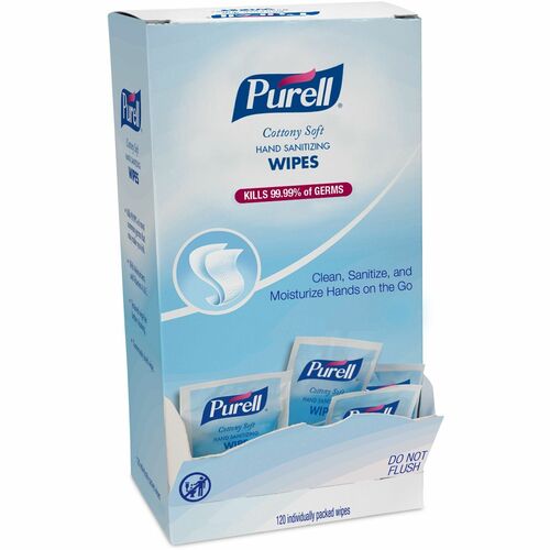 PURELL® GOJ902712 Cottony Soft Sanitizing Wipes - 5" X 7" - White - Soft, Moist, Textured, Individually Wrapped - For Hand - 1 Box