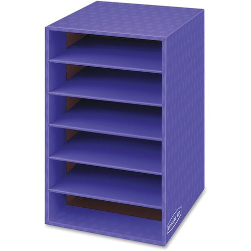 Bankers Box FEL3381201 6 Shelf Organizer - 6 Compartment(S) - Compartment Size 2.63" X 11" X 13" - 18" Height X 11.9" Width X 13.3" Depth - Desktop - Purple - Corrugated Paper - 1Each