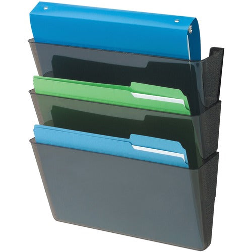 Deflecto DEF93604 Recycled Docupocket Wall File - Letter - 8 1/2" X 11" Sheet Size - 3 Pocket(S) - Plastic - Black - Recycled - 3 / Set