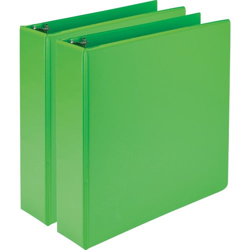 Samsill SAMU86678 Presentation View Binder - 2" Binder Capacity - Letter - 8 1/2" X 11" Sheet Size - 450 Sheet Capacity - Round Ring Fastener - 2 Internal Pocket(S) - Chipboard, Vinyl - Lime - Recycled - 2 / Pack