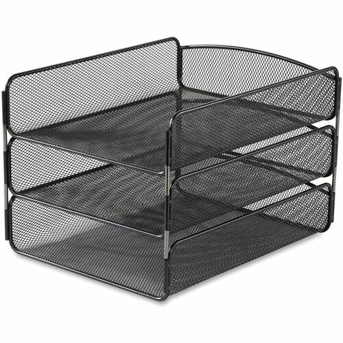 Safco SAF3271BL Onyx Triple Tray - 8" Height X 9.3" Width X 11.8" Depth - Desktop - Black - Steel - 1Each