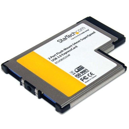 StarTech.com STCECUSB3S254F 2 Port Flush Mount ExpressCard 54mm SuperSpeed USB 3.0 Card Adapter