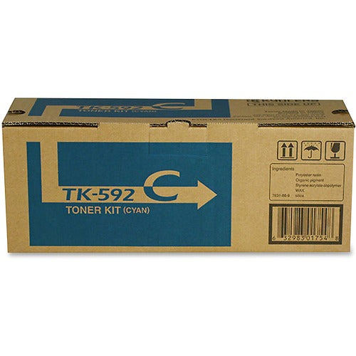 Kyocera KYOTK592C Tk-592C Original Toner Cartridge - Cyan - Laser - 5000 Page - 1 Each