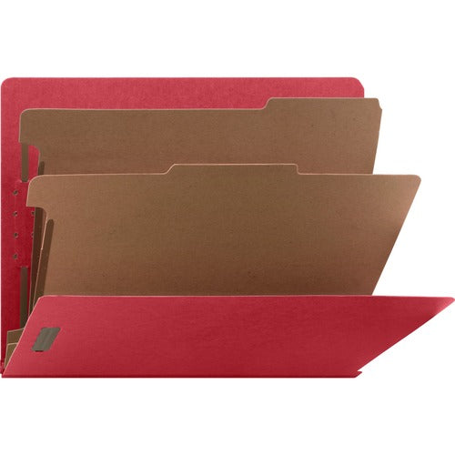 Nature Saver NATSP17372 End Tab Classification Folder - Letter - 8 1/2" X 11" Sheet Size - End Tab Location - 2 Divider(S) - 25 Pt. Folder Thickness - Bright Red - Recycled - 10 / Box
