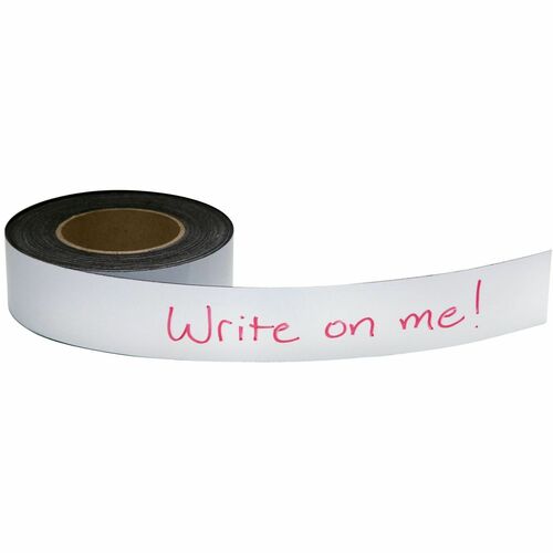 Zeus BAU66152 Magnetic Labeling Tape - 2" Width X 50 Ft Length - Reusable, Repositionable - 1 / Roll - White