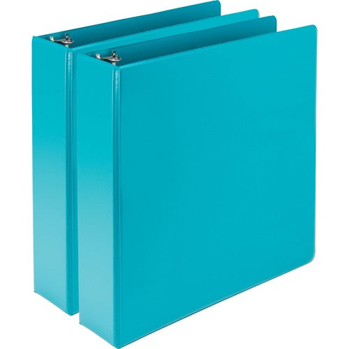 Samsill SAMU86677 Fashion U86 Presentation Binder - 2" Binder Capacity - Letter - 8 1/2" X 11" Sheet Size - 450 Sheet Capacity - Round Ring Fastener - 2 Internal Pocket(S) - Vinyl, Chipboard - Turquoise - Recycled - 2 / Pack