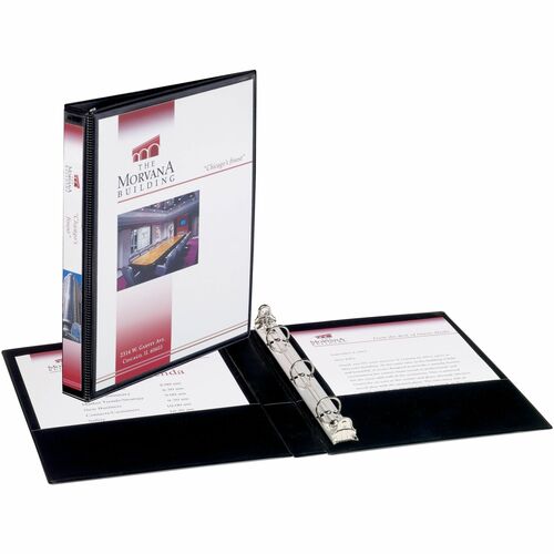 Avery® AVE27725 View Binder - 1/2" Binder Capacity - Half-Letter - 5 1/2" X 8 1/2" Sheet Size - Round Ring Fastener - 2 Internal Pocket(S) - Vinyl - Black - 1 Each