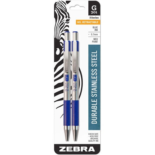 Zebra ZEB41322 STEEL 3 Series G-301 Retractable Gel Pen