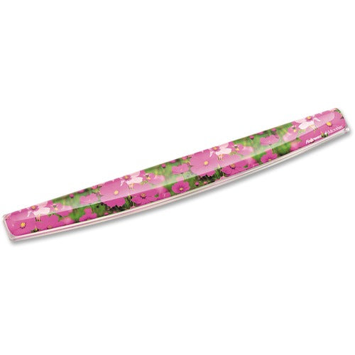 Fellowes FEL9179101 Photo Gel Keyboard Wrist Rest With Microban Protection - Pink Flower - 2.3" X 18.6" X 0.8" Dimension - Multicolor - Rubber Base, Polyurethane - Stain Resistant