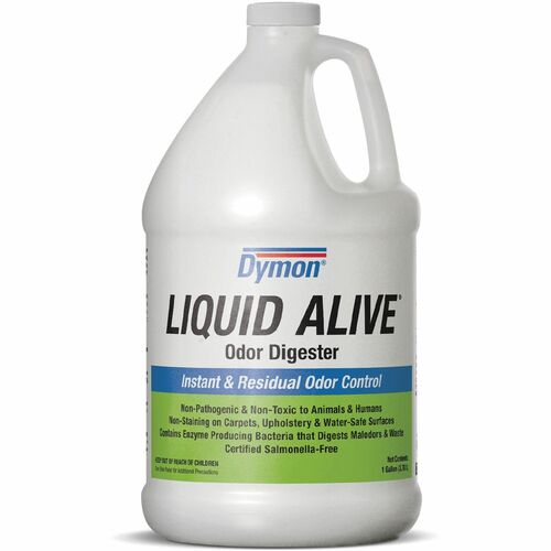 Dymon ITW33601 Liquid Alive Odor Digester - Liquid Solution - 1 Gal (128 Fl Oz) - Natural Scent - 4 / Carton - White, Green