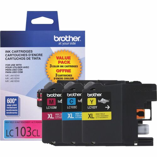 Brother BRTLC1033PKS Innobella LC1033PKS Original High Yield Inkjet Ink Cartridge - Tri-pack - Cyan, Magenta, Yellow - 3 / Pack
