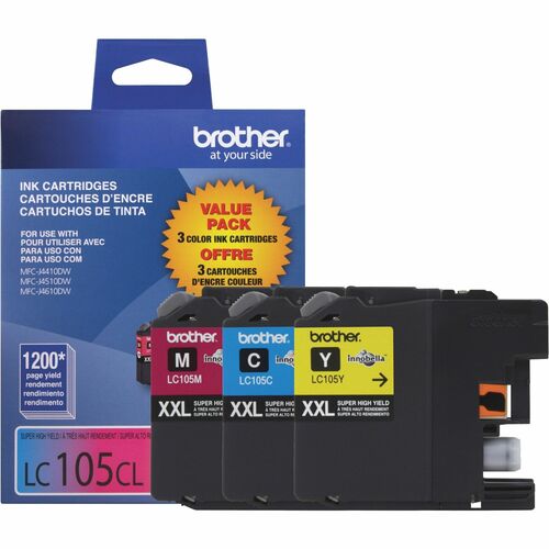 Brother BRTLC1053PKS Innobella LC1053PKS Original High Yield Inkjet Ink Cartridge - Tri-pack - Assorted, Magenta, Yellow - 3 / Pack