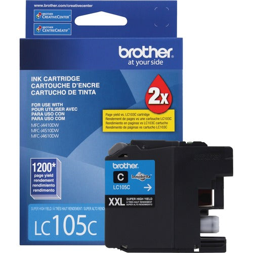 Brother BRTLC105C Innobella LC105C Original High Yield Inkjet Ink Cartridge - Cyan - 1 Each
