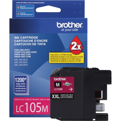 Brother BRTLC105M Innobella LC105M Original High Yield Inkjet Ink Cartridge - Magenta - 1 Each