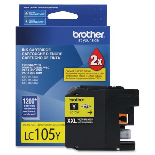 Brother BRTLC105Y Innobella LC105Y Original High Yield Inkjet Ink Cartridge - Yellow - 1 Each