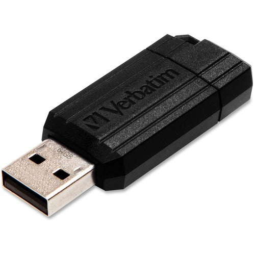 Microban VER49065 64Gb Pinstripe Usb Flash Drive - Black - 64Gb - Black - 1Pk - Password Protection, Retractable"