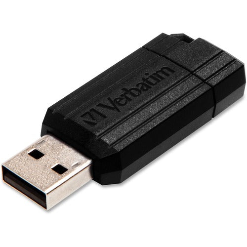 Microban VER49062 8Gb Pinstripe Usb Flash Drive - Black - 8 Gb - Usb - Black - 1 Pack, Retrackable"