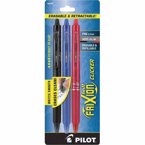 Pilot PIL31467 FriXion .7mm Clicker Erasable Gel Pens