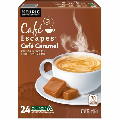 Café Escapes® GMT6813 K-Cup, Pod Café Caramel, Keurig Single-Serve K-Cup Pods, 24 Count