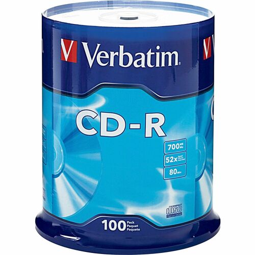 Verbatim VER94554 Cd-R 700Mb 52X With Branded Surface - 100Pk Spindle