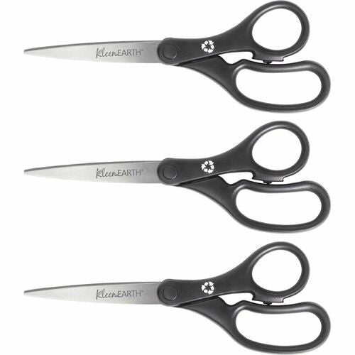 Westcott ACM15585 Westcott Kleenearth Basic Recycled Scissors - 8" Overall Length - Straight - Stainless Steel - Black