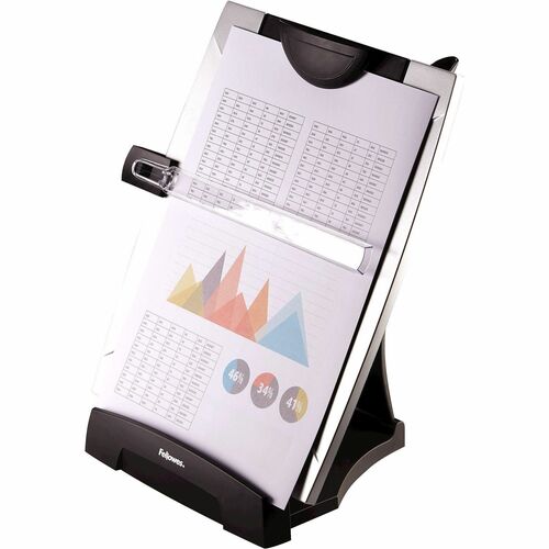 Fellowes FEL8033201 Office Suites Desktop Copyholder With Memo Board - 15" Height X 10.3" Width X 6" Depth - Black, Silver