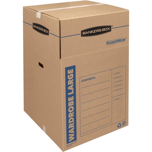 Bankers Box FEL7711001 Fellowes Smoothmove Wardrobe Box - Internal Dimensions: 24" Width X 24" Depth X 40" Height - External Dimensions: 24.4" Width X 24.4" Depth X 40.3" Height - Kraft - For Apparel - Recycled - 3 / Carton