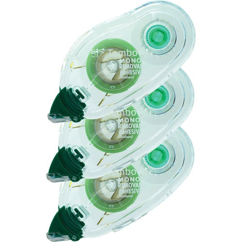 Tombow TOM62209 Mono Removable Adhesive Applicator Refill - 0.33" Width X 39.33 Ft Length - Wrinkle-Free, Photo-Safe, Acid-Free - 3 / Pack - Clear
