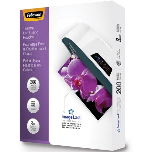 Fellowes FEL5244101 Bulk Laminating Pouch Packs, 9-1/2" X 11", Clear, 3Mil 200/Pk - Laminating Pouch/Sheet Size: 9.50" Width X 11" Length X 3 Mil Thickness - Uv Resistant, Fade Resistant - Clear - 200 / Pack