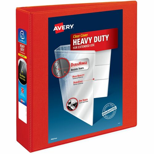 Avery® AVE79225 Heavy-Duty Ezd Ring Reference View Binders - 2" Binder Capacity - Letter - 8 1/2" X 11" Sheet Size - 540 Sheet Capacity - D-Ring Fastener - 4 Inside Front & Back Pocket(S) - Poly, Chipboard - Red - Recycled - 1 Each