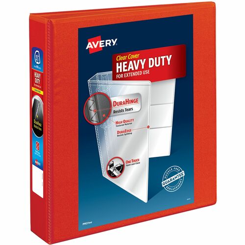 Avery® AVE79171 Heavy-Duty Ezd Ring Reference View Binders - 1 1/2" Binder Capacity - Letter - 8 1/2" X 11" Sheet Size - 400 Sheet Capacity - D-Ring Fastener - 4 Inside Front & Back Pocket(S) - Poly, Chipboard - Red - Recycled - 1 Each