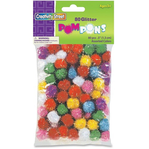 Creativity Street PAC811601 1/2" Glitter PomPons