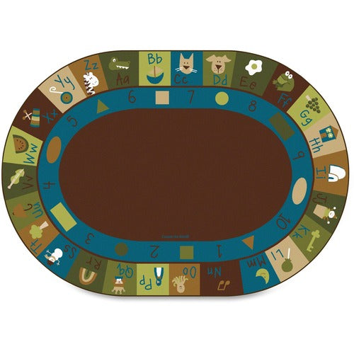 Carpets for Kids® CPT37706 Premium Learning Blocks Nature Oval Rug
