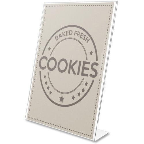 Deflecto DEF879701 Anti-Glare Slanted Portrait Sign Holder - Vertical - 11" X 8.5" X 2.5" - Acrylic - 1 Each - Clear