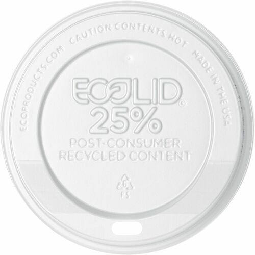 Eco-Products ECOEPHL16WR Ecolid Recycled Large Hot Cup Lids - Polystyrene - 1000 / Cartonwhite