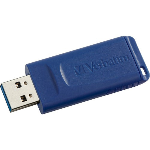 Microban VER98659 128Gb Usb Flash Drive - Blue - 128 Gb - Blue - 1 Pack - Retractable, Capless